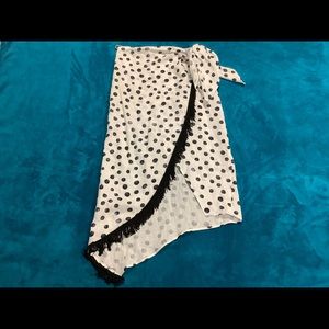 Art Dealer linen wrap around asymmetric polka dot skirt